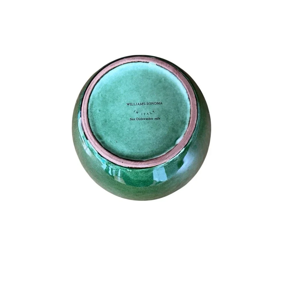 Williams Sonoma Dark Green Vase Pot Italian Olive Jar  Farmhouse French Country